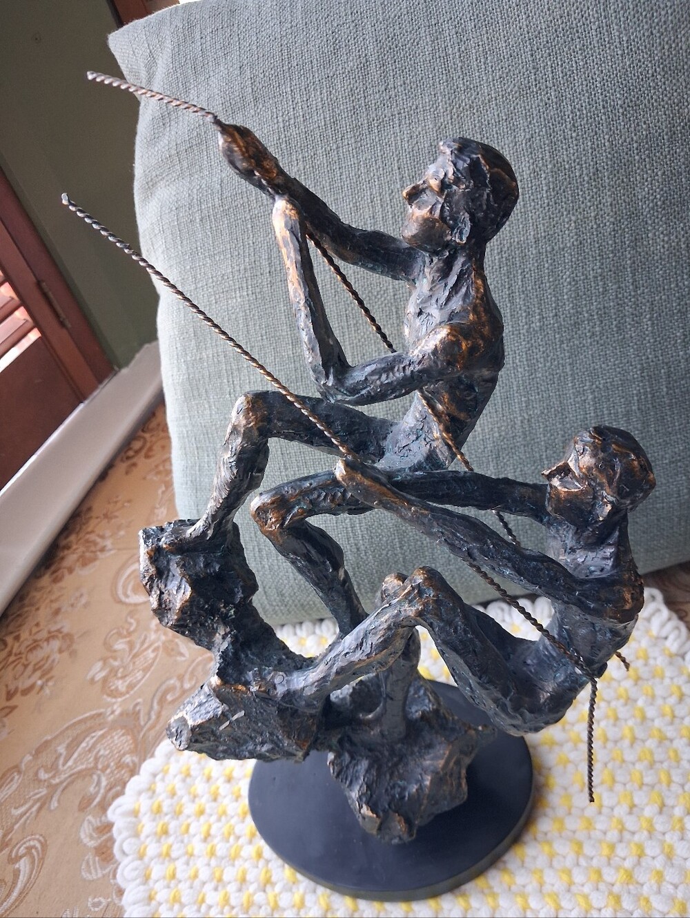 Abstract Climbing Figures Bronze-Tone Sculpture - Home Art